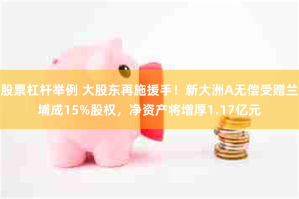 股票杠杆举例 大股东再施援手！新大洲A无偿受赠兰埔成15%股权，净资产将增厚1.17亿元