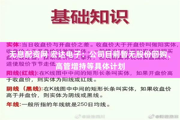 无息配资网 宏达电子:公司目前暂无股份回购、高管增持等具体计划