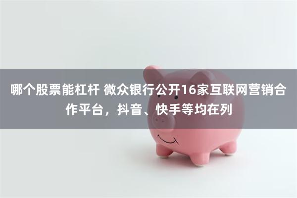 哪个股票能杠杆 微众银行公开16家互联网营销合作平台，抖音、快手等均在列