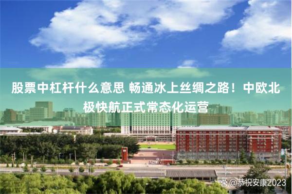 股票中杠杆什么意思 畅通冰上丝绸之路！中欧北极快航正式常态化运营