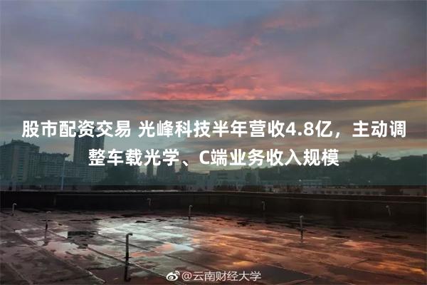 股市配资交易 光峰科技半年营收4.8亿，主动调整车载光学、C端业务收入规模