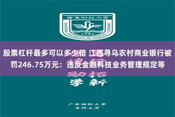 股票杠杆最多可以多少倍 江西寻乌农村商业银行被罚246.75万元：违反金融科技业务管理规定等