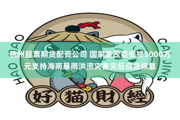 杭州股票期货配资公司 国家发改委安排3000万元支持海南暴雨洪涝灾害灾后应急恢复